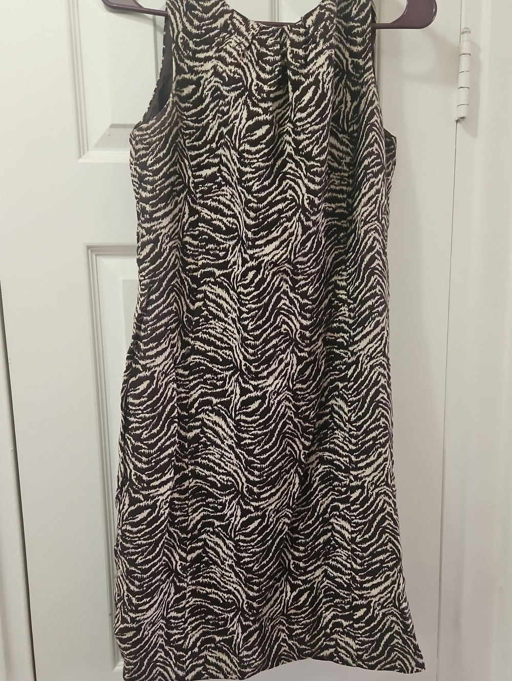 Ann Taylor Brown Zebra-Print Midi Dress